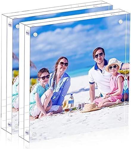 2 pack 8x8 Acrylic Picture Frame Clear Double Sided Magnetic Picture Frame by JUOIFIP
