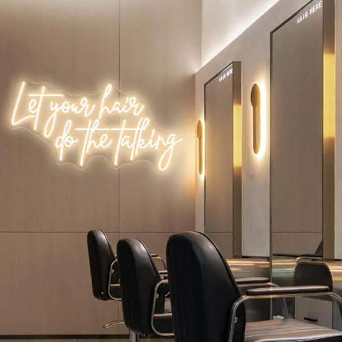 Let your hair do the Talking Neon Sign, Hair Salon Neon Beauty Room Decor - Image 3