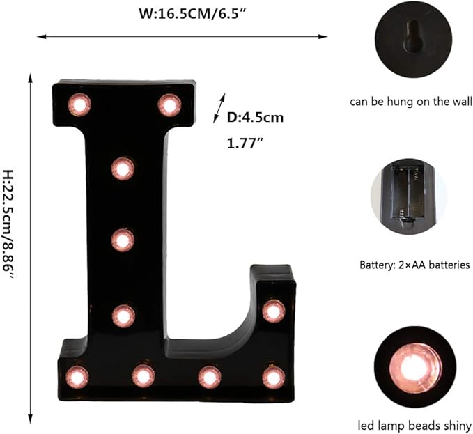 OYCBUZO Light Up Black Alphabet Marquee Letters Sign LED Marquee Number Lights - Image 6