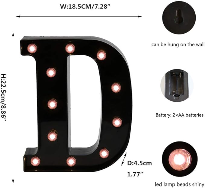 OYCBUZO Light Up Black Alphabet Marquee Letters Sign LED Marquee Number Lights - Image 6