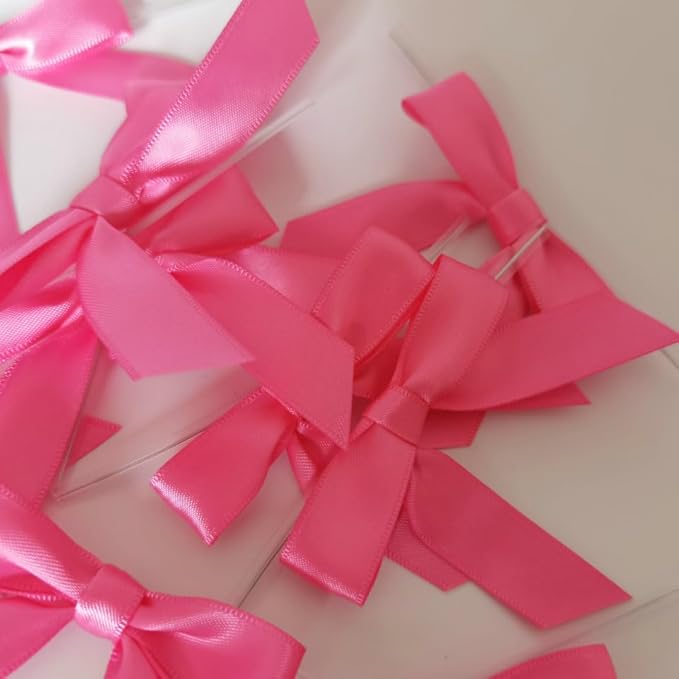 50pcs 2-1/2" Hot Pink Satin Ribbon Bows - Image 6