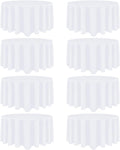 8 Pack White Round Tablecloth 120 Inch White Table Cloth Stain and Wrinkle by Heneger
