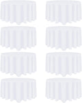 8 Pack White Round Tablecloth 108 Inch White Table Cloth Stain and Wrinkle by Heneger