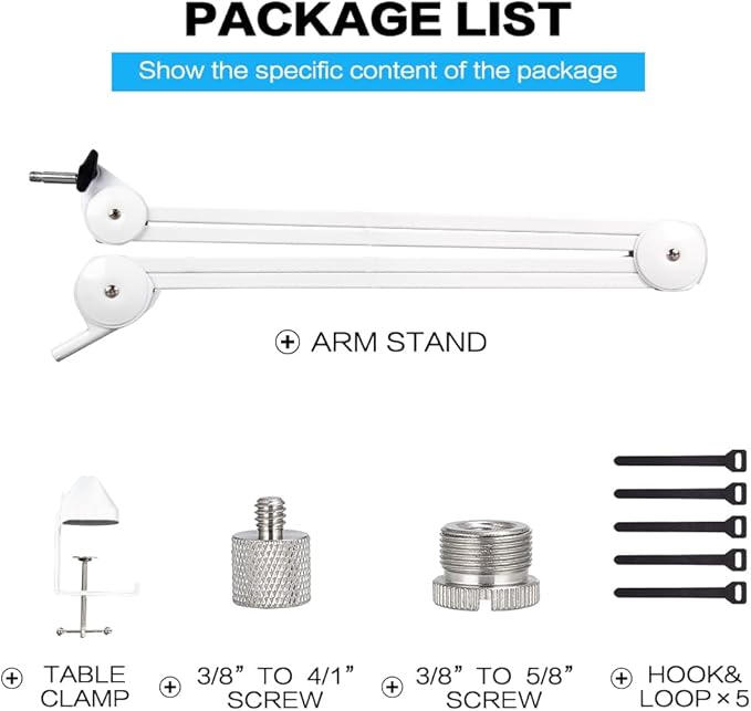 BOMGE Microphone Boom Arm Mic Stand Adjustable Clip Studio Suspension Scissor - Image 9