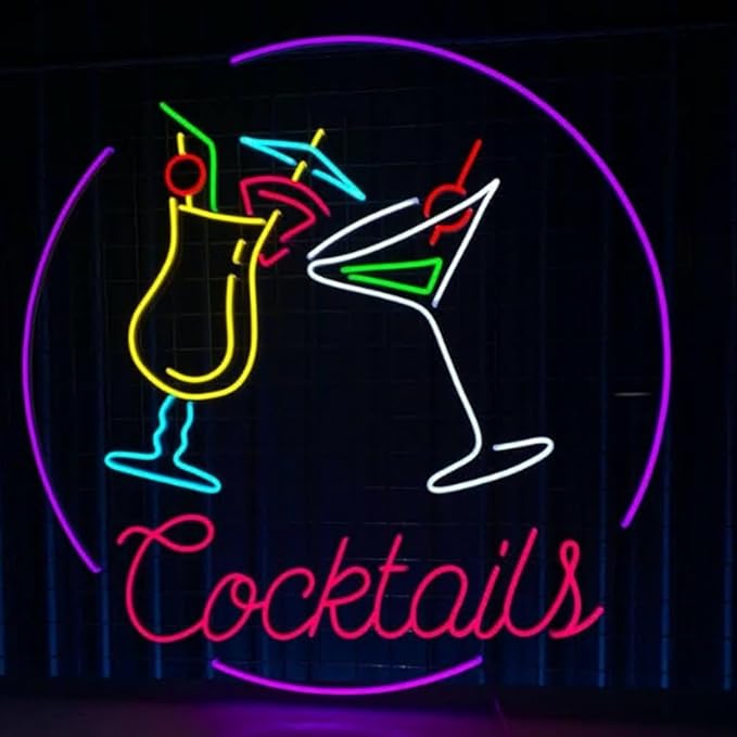 Open Cocktails Shop Neon Sign, Cocktails Bar Led Sign, Cocktail Bar Wall Decor - Image 3