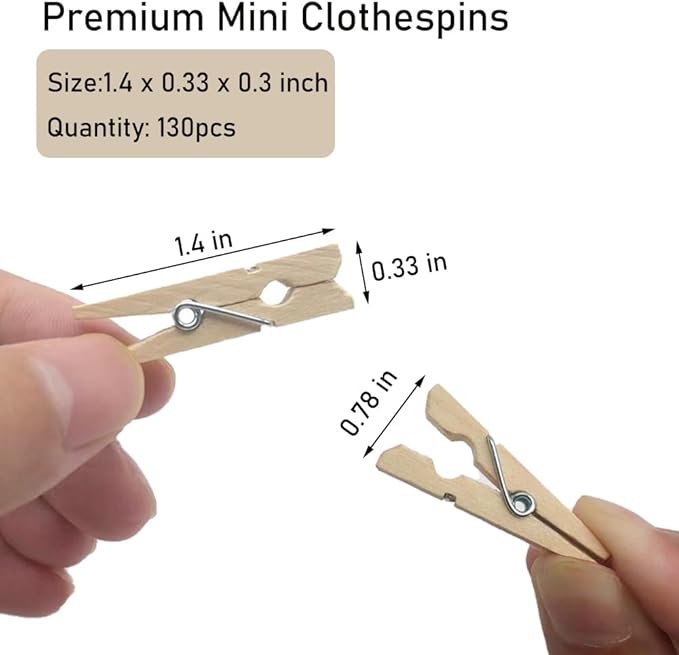 1.4 Inch Mini Clothes Pins for Photo, Wooden Clothespins for Baby Shower - Image 5