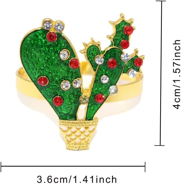 Cactus Napkin Rings Set of 6, Summer Wedding Party Napkin Holder Buckles - Image 3