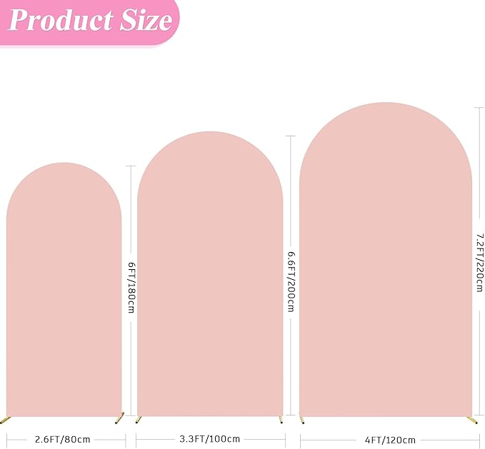 Fomcet Wedding Arch Cover 7.2FT, 6FT Pale Pink Spandex Fitted Fabric Backdrop - Image 3