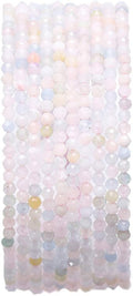 Faceted Natural Morganite Stone Round Loose Semi Gemstone Beads by Beadia