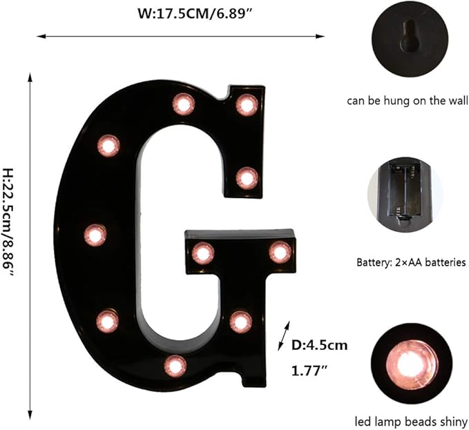 OYCBUZO Light Up Black Alphabet Marquee Letters Sign LED Marquee Number Lights - Image 5