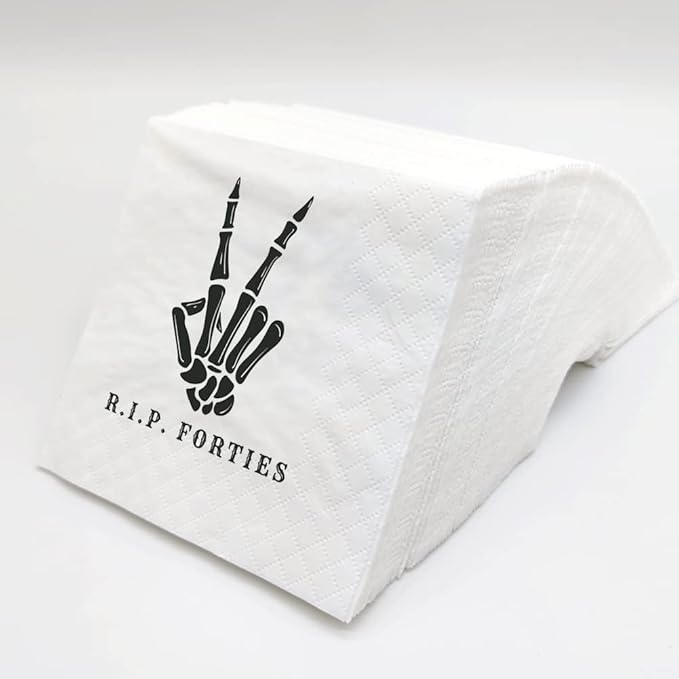 SharkBliss RIP Forties Cocktail Napkins, 100 Pack RIP Forties Death to My 40s - Image 2