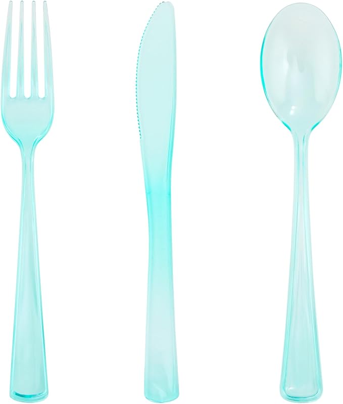 WDF 180 Pieces Green Plastic Silverware Disposable by WDF