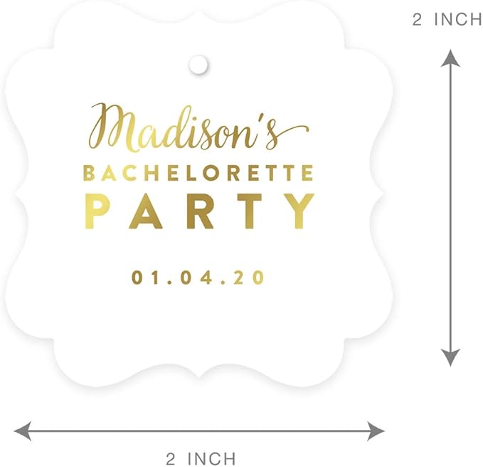 Andaz Press Personalized Fancy Frame Square Wedding Gift Tags, Metallic Gold Ink - Image 6