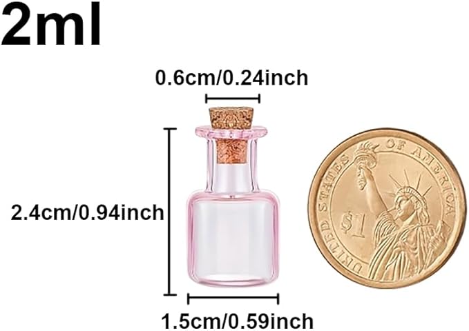 2ml Very Mini Rectangle Glass Color Bottles - Image 2