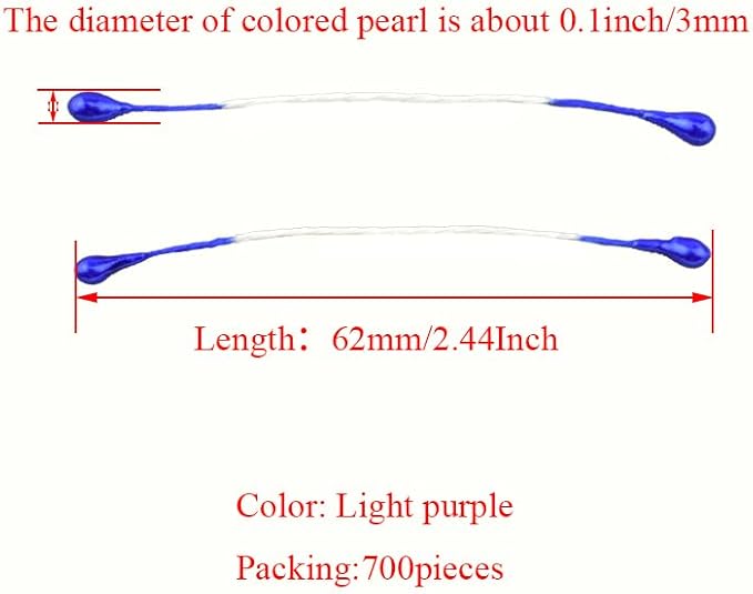 HAHIYO 700Pcs 3mm Royal Blue Pearl Double Head Flower Stamen Pistil - Image 2