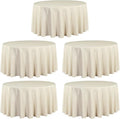 LTC LINENS 5 Pack 120 Inch Round Tablecloth Beige by LTCLINENS