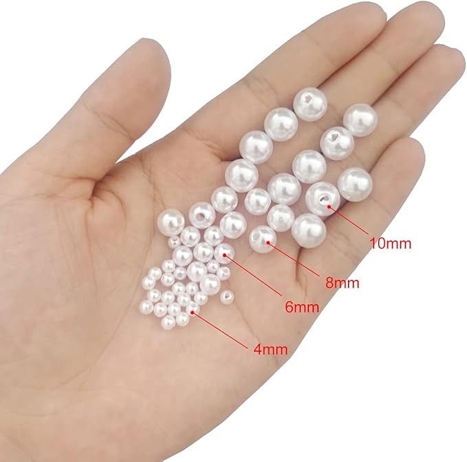 500pcs Pearl Beads Bulk, 10mm White Faux Pearl Bead - Image 2