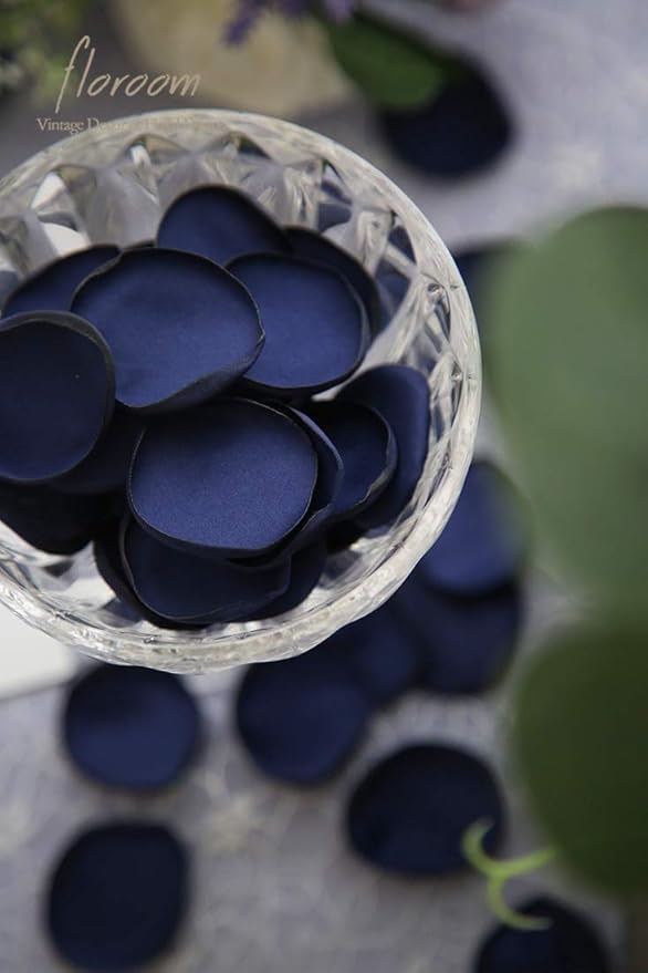 Floroom 500pcs Rose Petals Navy Blue Faux Silk Flower Petals - Image 2