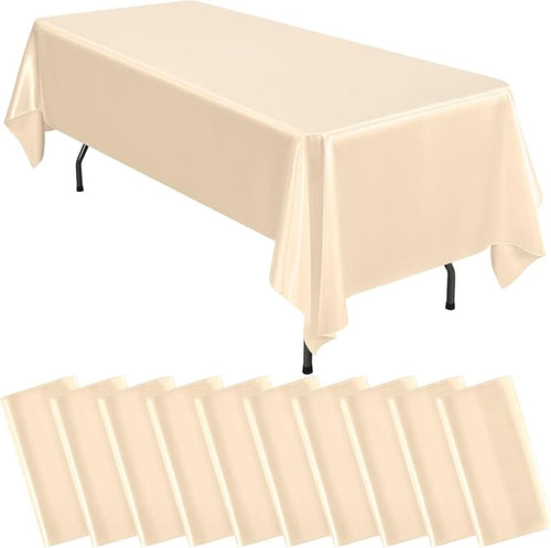 10 Packs Satin Tablecloth 57 x 108 Inch Champagne Rectangular Table Cloth Silk by Lumaycens