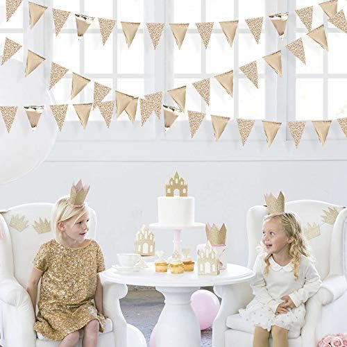 30Ft Champagne Gold Party Decorations Triangle Pennant Banner Gold Hanging - Image 5