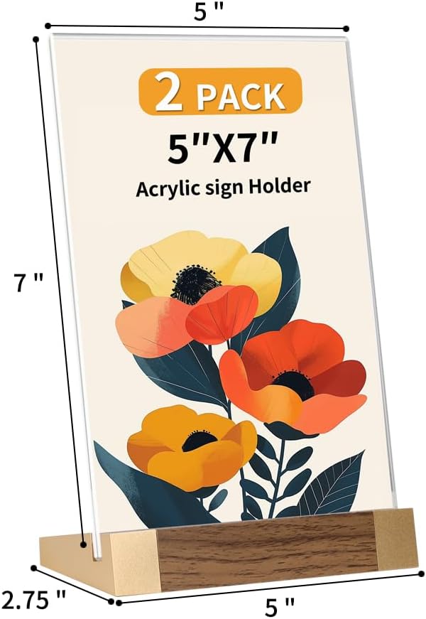 Acrylic Sign Holder 5"x7" Tabletop Display Clear Sign Board - Image 7