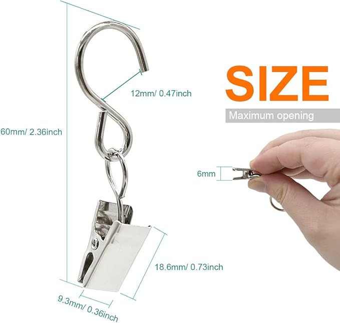50 Pack Curtain Clip String Hanger Outdoor Indoor Photo Hook Stainless Steel - Image 2