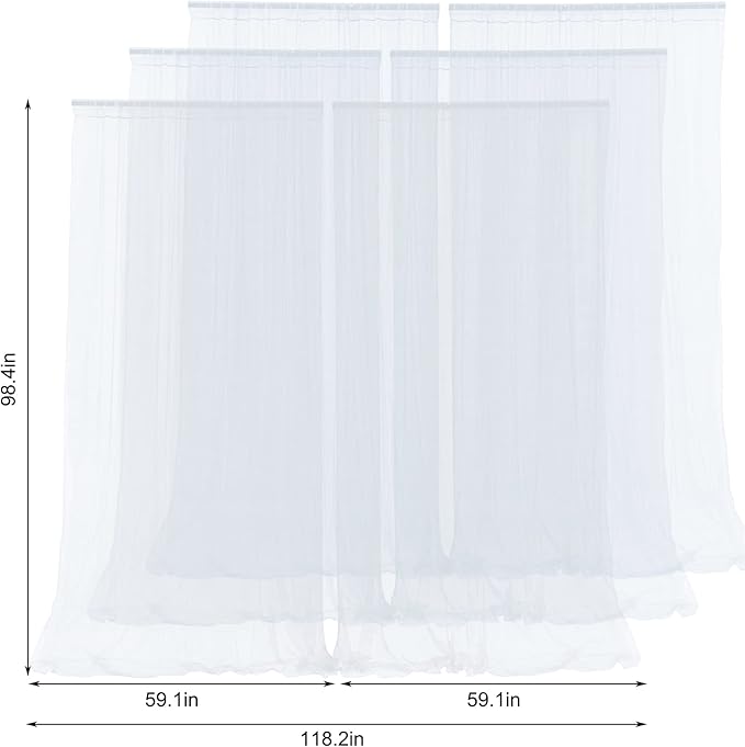 6 Panels White Sheer Tulle Backdrop Curtains - Image 6