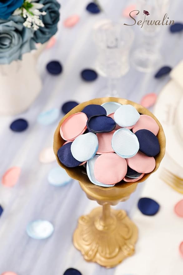 Serwalin 500pcs Silk Rose Petals Artificial Flower Pink Navy Blue - Image 2