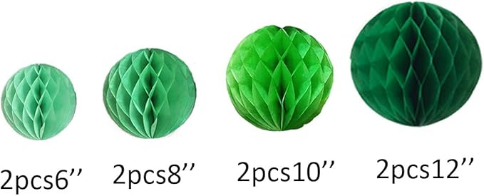 8pc Honeycomb Balls Party Decorations 6''8''10''12'' Tissue Paper Pom Poms - Image 2