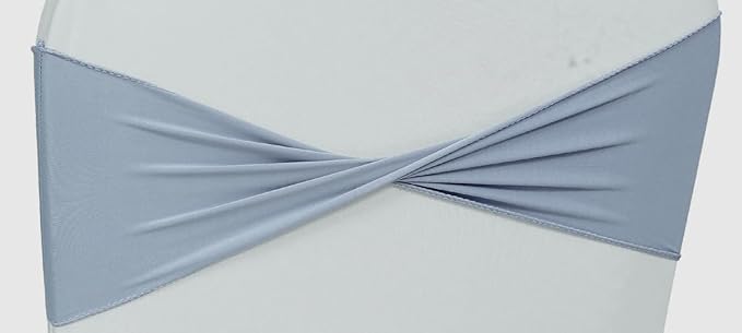 VDS Pack of 75 PCS | Dusty Blue | Spandex Chair Sashes Bows Without Buckle | - Image 2