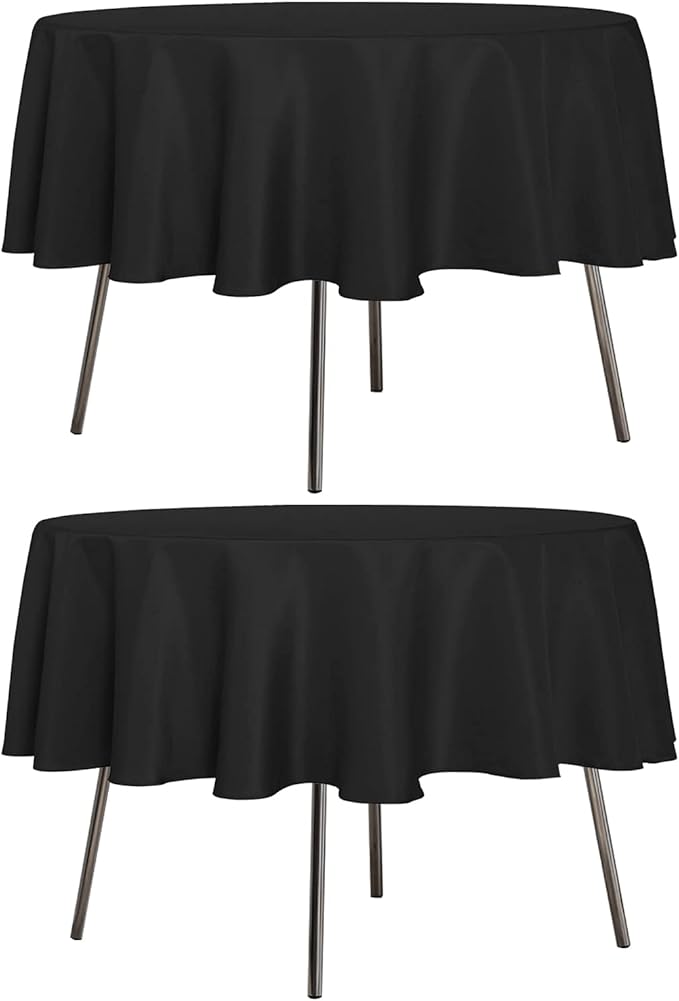 sancua 2 Pack Round Tablecloth 60 Inch Black, Stain and Wrinkle Resistant Table by sancua