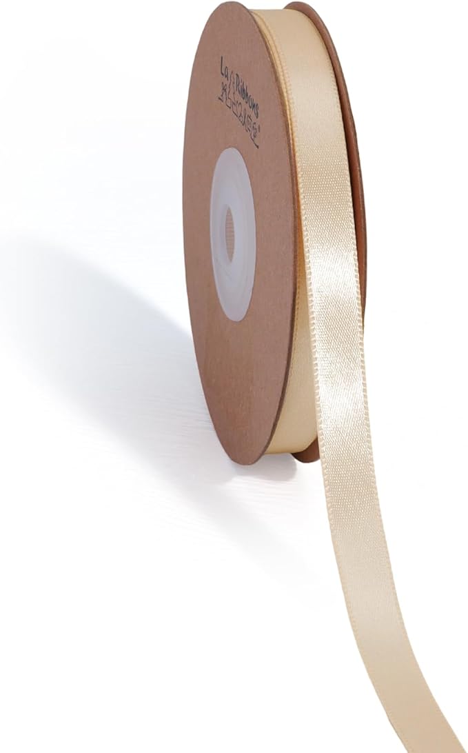LaRibbons Nude Satin Ribbon 3/8 Inch 25 Yards Luxury Double Faced Silk Ribbon by LaRibbons