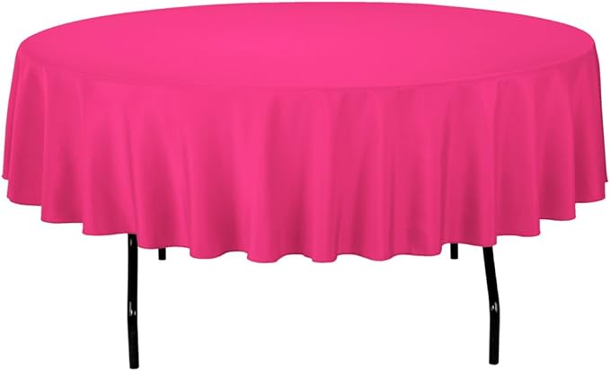 LinenTablecloth 90-Inch Round Polyester Tablecloth Fuchsia by LTCLINENS