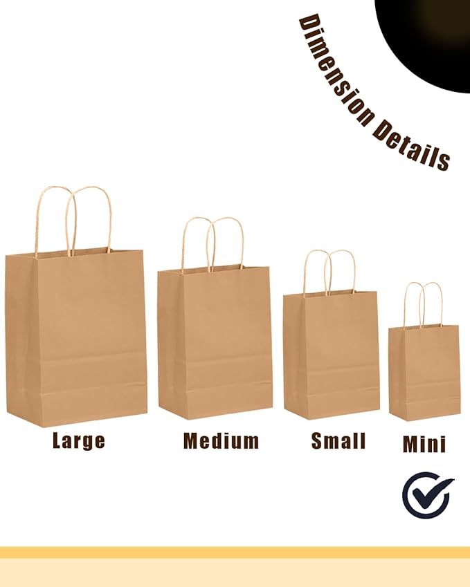 qiqee 30-Packs Brown Gift Bags - Image 2