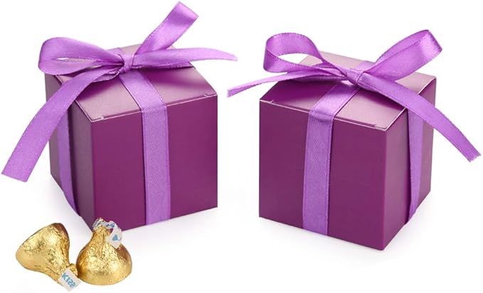 AWELL Purple Gift Candy Box Bulk 2x2x2 inches by AWELL