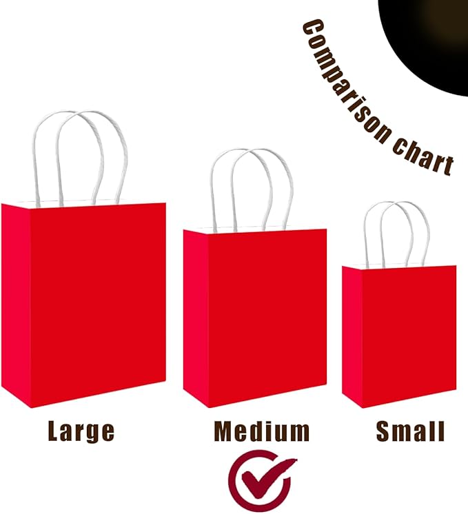 qiqee 50-Packs Red Paper Gift Bags - Image 3
