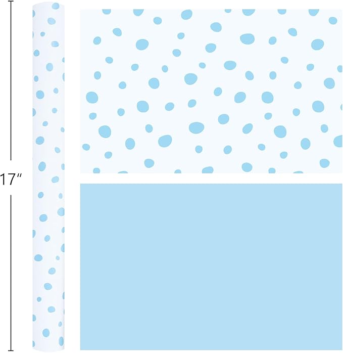 Burymento Blue Lrregular Wave Point Wrapping Paper, Reversible Gold Gift Wrap - Image 3