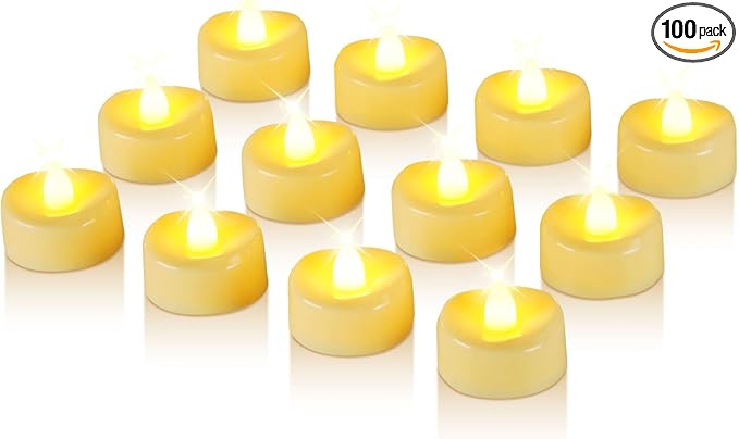 Raycare 100 Pack LED Tea Lights Battery Operated, 200+Hour Flickering Votive by Raycare