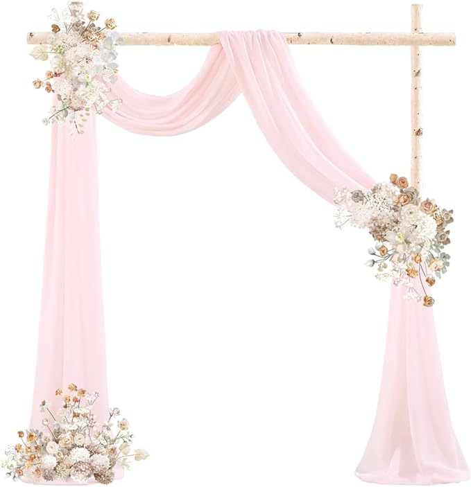 Pink Wedding Arch Draping Fabric 2 Panels 29" x 20 FT Blush Drapes - Image 2