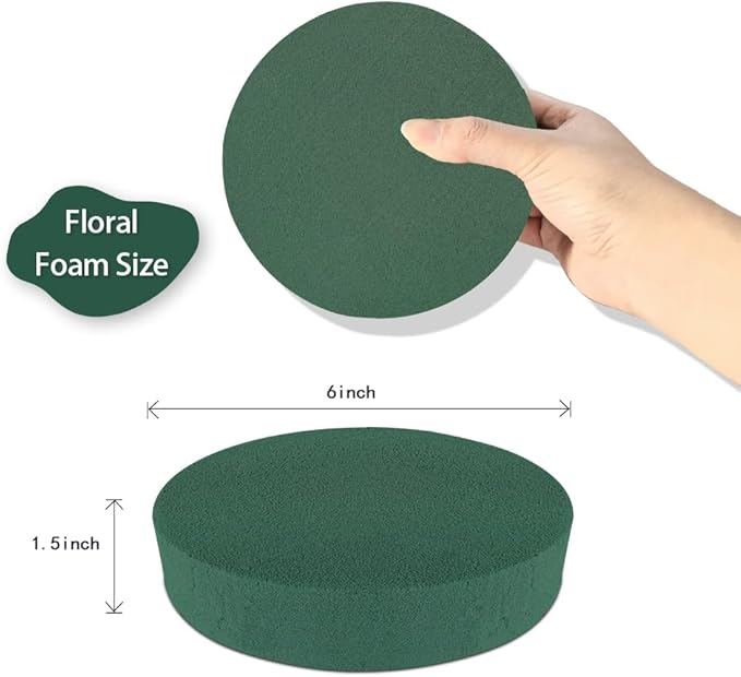 6 Pcs Round Floral Foam Blocks Each Green Wet & Dry Flower Foam - Image 2