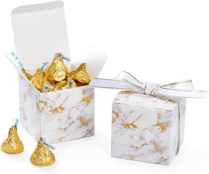 AWELL Small Marble White Gift Candy Box Bulk 2x2x2 inches by AWELL