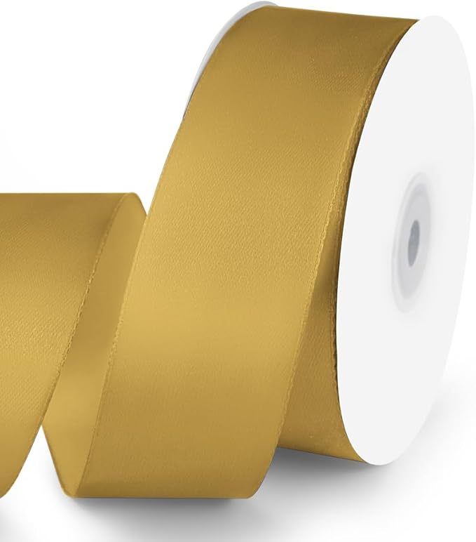 KMER LIFE 1-1/2" Wide x 50 Yards Golden Single Faced Polyester Satin Ribbon by KMERLIFE