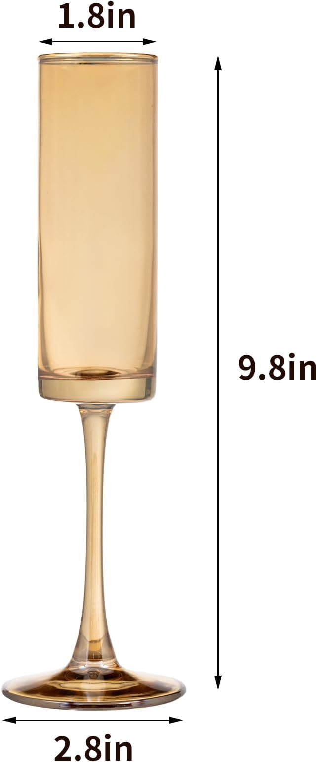 12 Pieces Amber Champagne Flutes 6 OZ Straight Sided Wine Glasses Champagne - Image 6