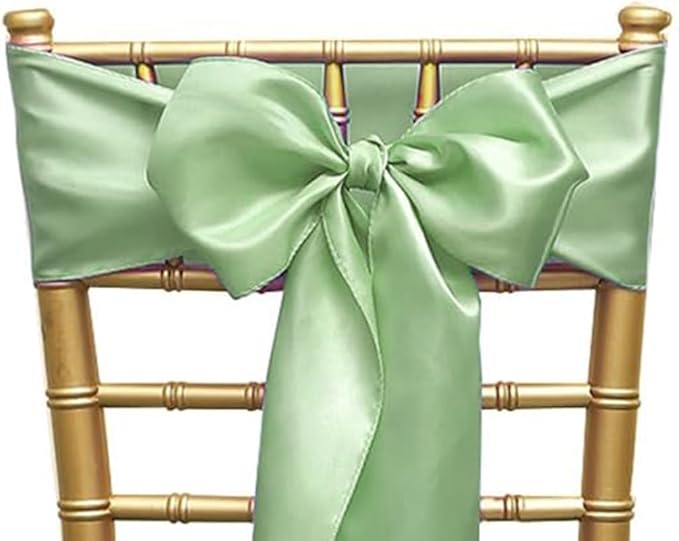 50 Pack Satin Sage Green Chair Sashes by JFDYDM
