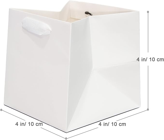 White Paper Gift Bag 4 x 4 Gift Box Small Square Bottom Paper Bags - Image 2