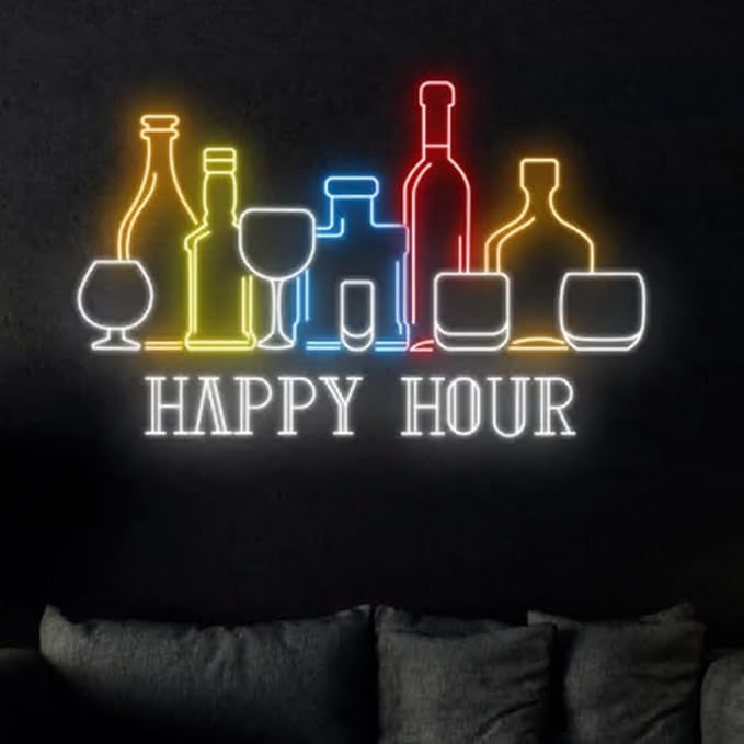 Happy Hour Wine Beer Neon Sign, Wine Bar Beer Pub Neon Sign, Custom Neon Sign - Image 5