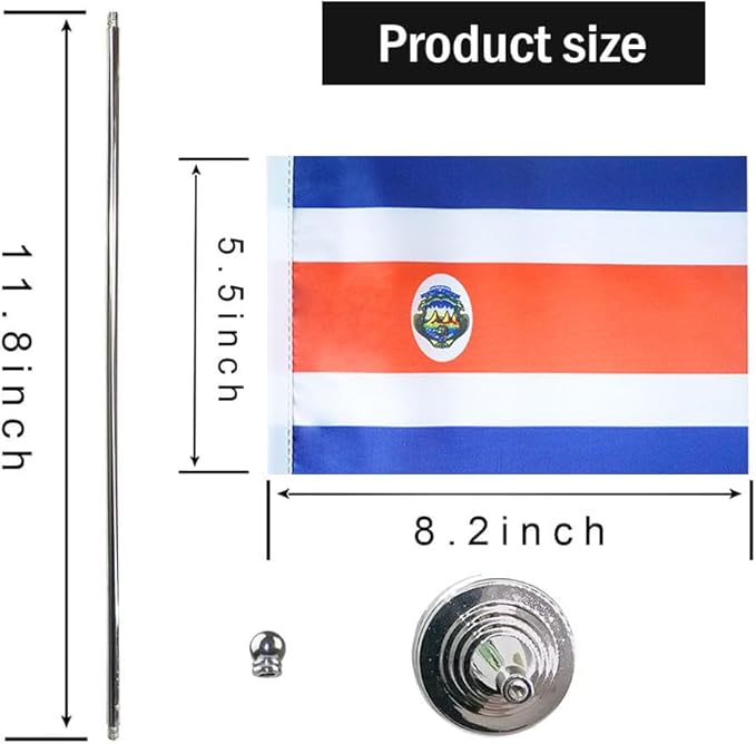 Costa Rica Flag Costa Rican Flags, Small Mini Costa Rican Desk Flag, Used - Image 2