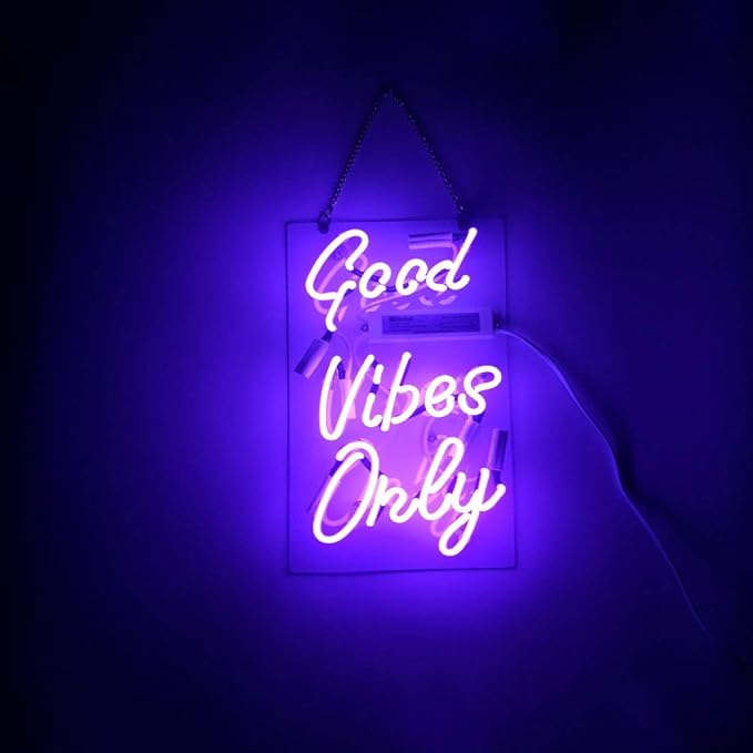 LiQi ™ GOOD VIBES ONLY Real Glass Handmade Neon Wall Signs - Image 2