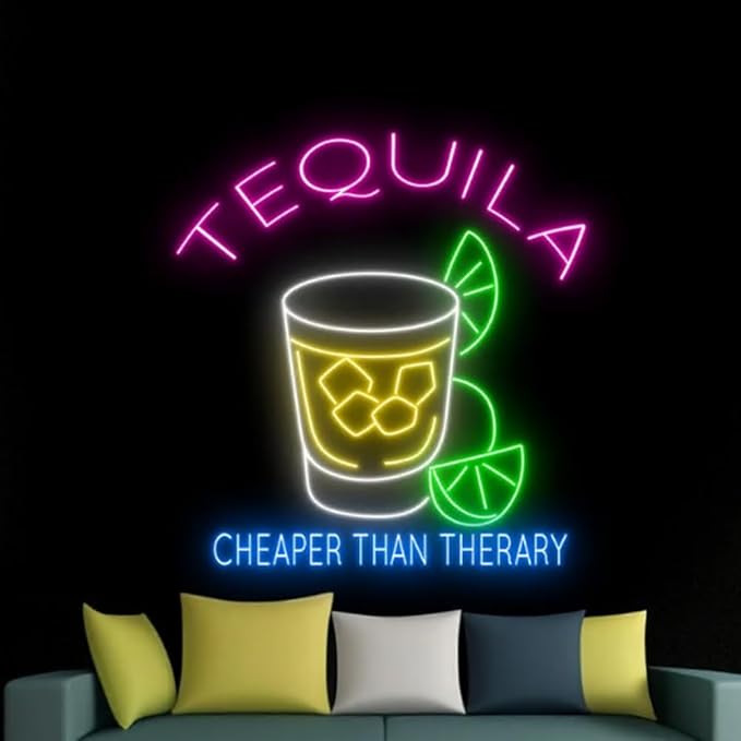 Tequila Neon Sign For Bar Decor, Tequila Bar Led Light, Tequila Glass Neon Light by BELISAMA