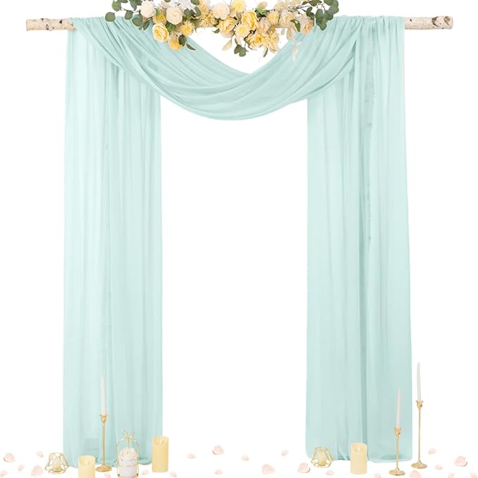 Socomi Wedding Arch Draping Fabric 29" x 20Ft 1 Panel Mint Green Sheer Outdoor by Socomi